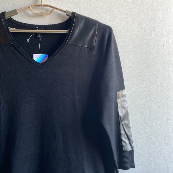 Black Knit Vegan Leather Dress XL Say What? - Picture 3 of 7